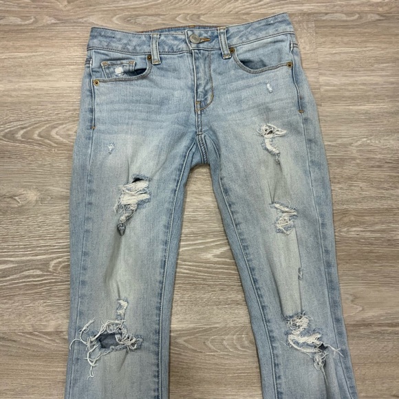 American Eagle Distressed Skinny Jeans Size 0 - Picture 3 of 8